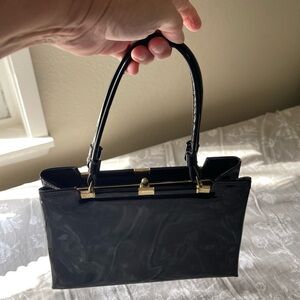Vintage Black Patent Elegant Black Handbag purse 50s Formal retro dressy